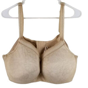 Cacique Beige Lace Floral Overlay Lightly Lined Underwire Bra 44DDD
